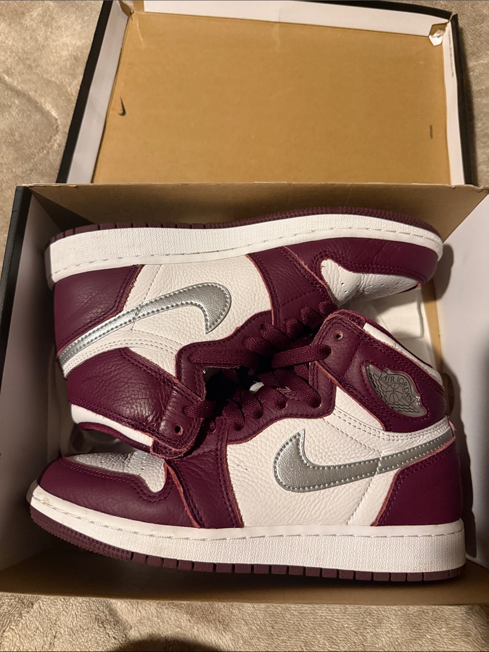Nike Women’s Maroon, White & Silver High-Top Sneakers